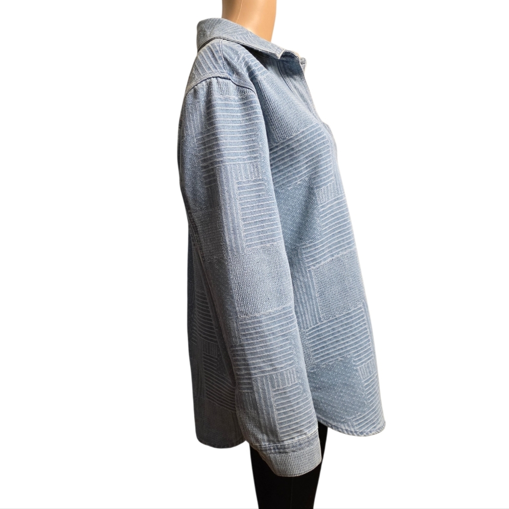 Bagatelle Collection New York Denim Embroidered Patchwork Shacket Baggy Size M - Picture 4 of 13